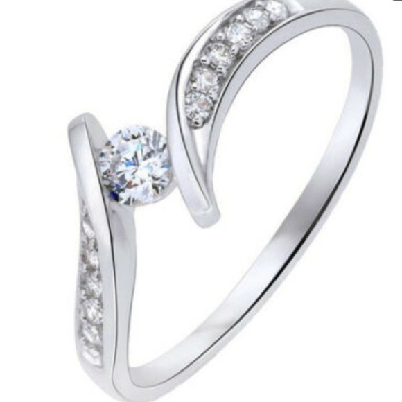 Size 7 Sterling Silver Tension Set Moissanite Channel set Diamonds Sparkly - Picture 5 of 14